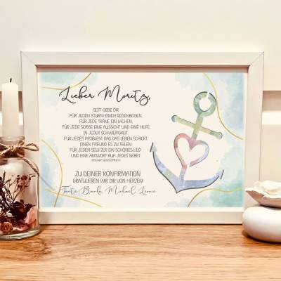 Personalisiertes Geldgeschenk zur Konfirmation | Konfirmationsgeschenk für Jungen | Konfirmationsbild Patenkind