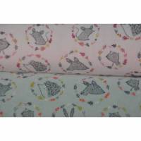Nicki-Velour mit Waldtieren Forrest friends rosa grau 50 x 155 cm Nähen