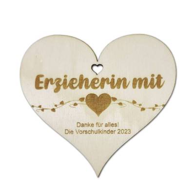 Anhänger Holz  Herz personalisiert | Erzieherin Geschenk | Lehrerin mit Herz | Tagesmutter | Abschiedsgeschenk