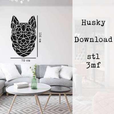 stl 3mf Husky Hund geometrisch 3D Druck Datei Download