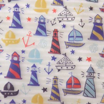 maritimer Stoff für Regenjacken Rainy Lighthouse wasserabweisend 50 x 135 cm  