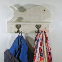 Garderobe, Schlüsselleiste, Wohnen, Deko, Fisch aus Holz, Hakenleiste, Schlüsselbrett, Hakenbrett, Dekoration, Altholz,