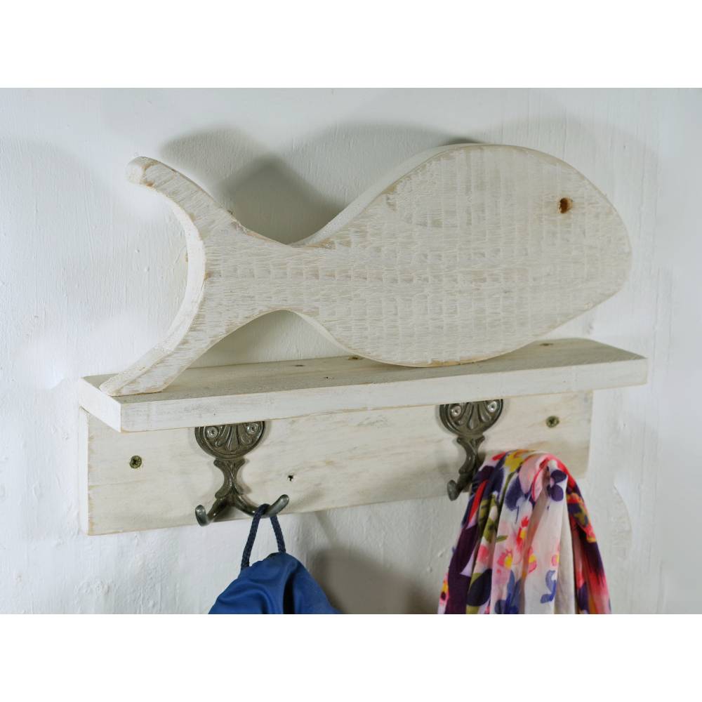 Garderobe, Schlüsselleiste, Wohnen, Deko, Fisch aus Holz, Hakenleiste, Schlüsselbrett, Hakenbrett, Dekoration, Altholz, Bild 4