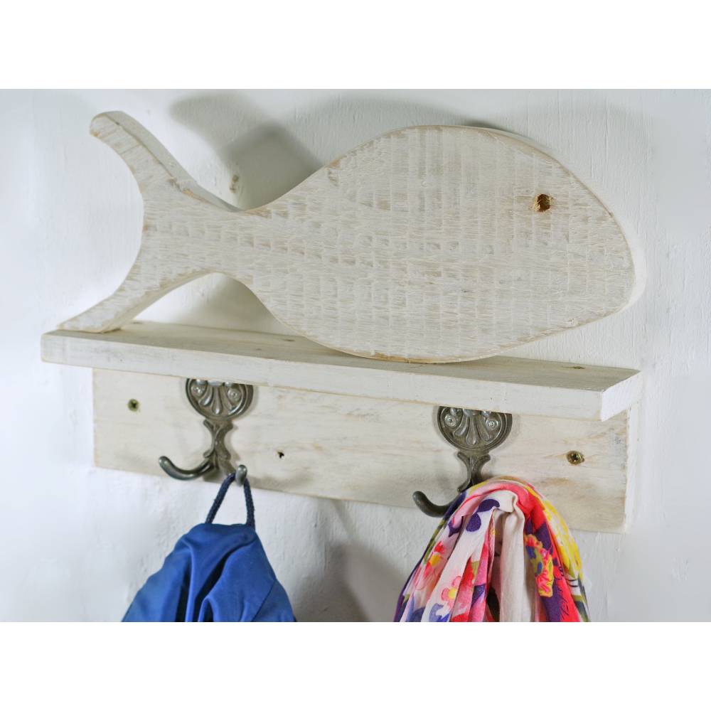 Garderobe, Schlüsselleiste, Wohnen, Deko, Fisch aus Holz, Hakenleiste, Schlüsselbrett, Hakenbrett, Dekoration, Altholz, Bild 5