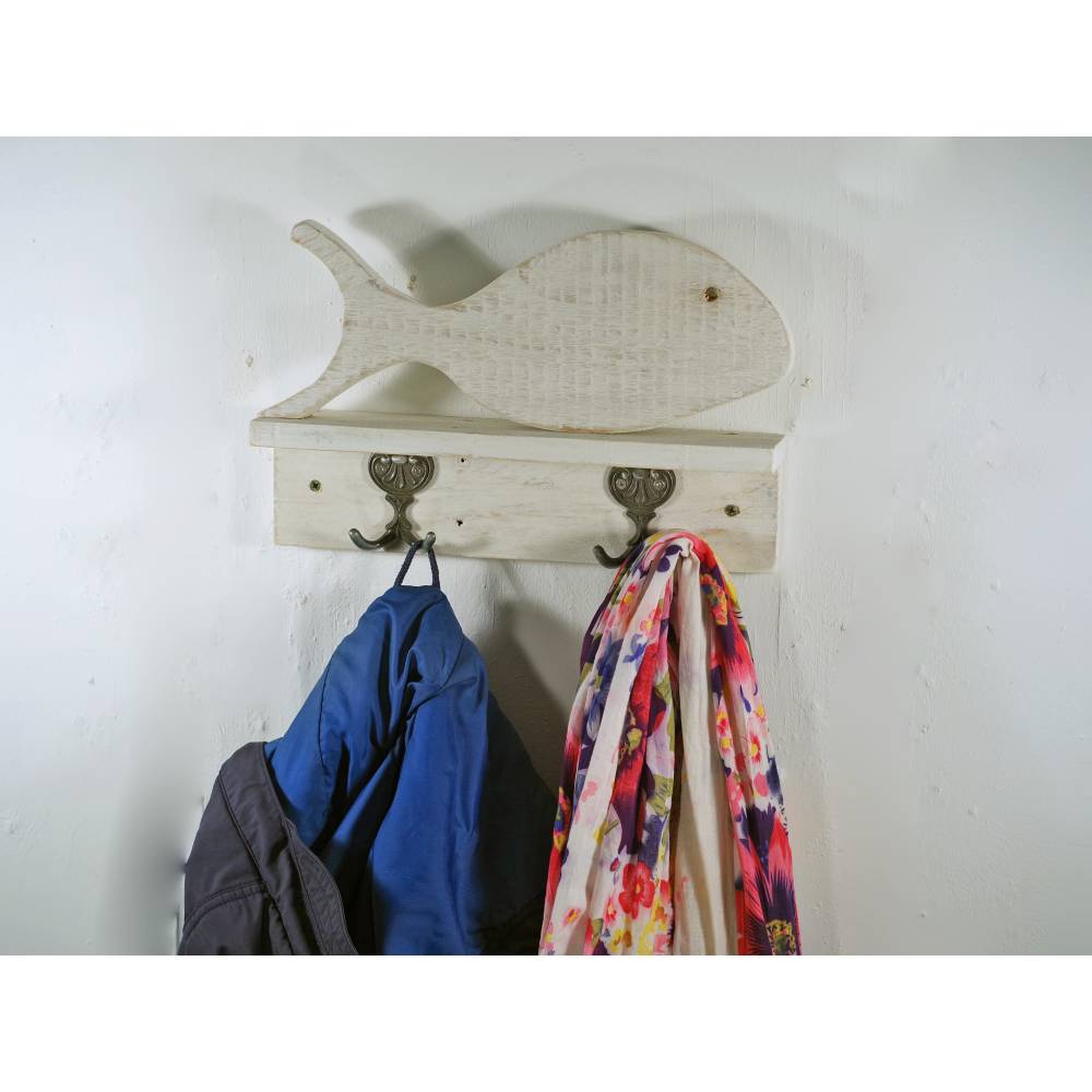 Garderobe, Schlüsselleiste, Wohnen, Deko, Fisch aus Holz, Hakenleiste, Schlüsselbrett, Hakenbrett, Dekoration, Altholz, Bild 6