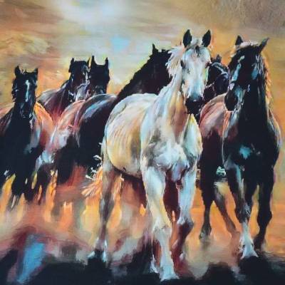 Jersey Panel Pferd in der Herde Stenzo Digitaldruck 200 x 150 cm