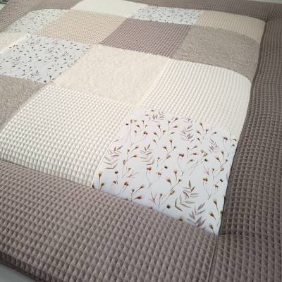 Dicke Krabbeldecke  Spieldecke Waffelpique Patchwork  100x100  120x120  140x140 individuelle Stoffauswahl Patchworkdecke