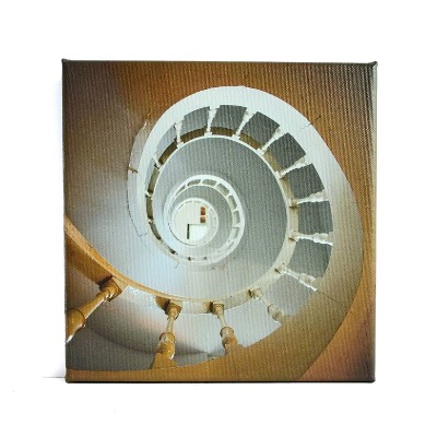 Leinwand Wendeltreppe Lost Place – Architektonisches Wandbild 20×20 cm