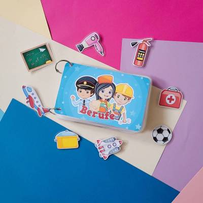 Quiet Book Handmade Montessori – Lernspielbuch Berufe mit 16 Miniseiten & Klettverschluss