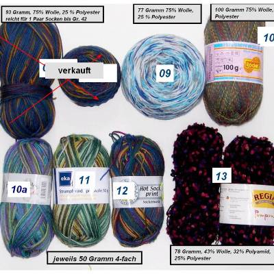 Sockenwolle 4-fädig – Bunte Einzelknäule & Wollreste zum Sonderpreis, ideal für Ringelsocken & Resteverkauf