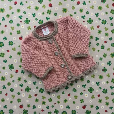 Trachtenjacke Strickjacke Mädchen Pullover rosa braun handgestrickt Taufkleidung Hochzeit Dirndl Kleid Geschenk Taufe