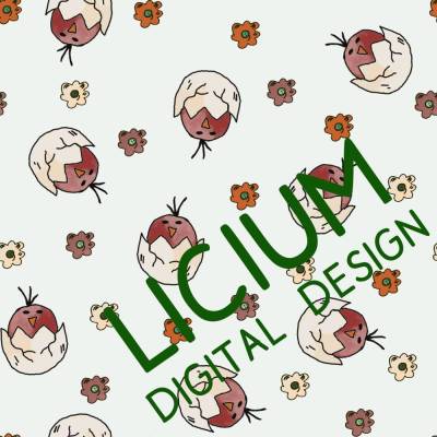 Endlosmuster für Stoffe - Patterndesign - Nahtlosmuster -digitale Datei -Küken aus dem Ei- Farbe  001  png