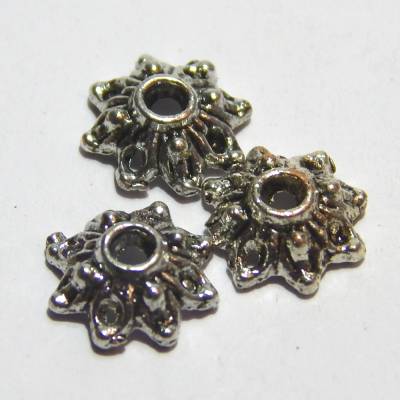 Perlkappe, Blüte, Silberfarben, 9x3,2mm, 1 Stück