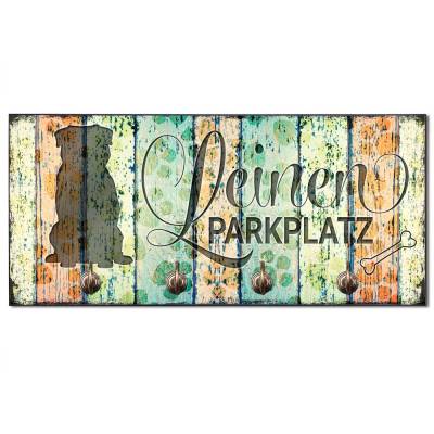 Hundegarderobe LEINEN PARKPLATZ (Mops) Wandgarderobe, Leinenhalter┊tolle Geschenkidee für Hundeliebhaber