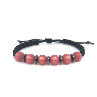 Schwarzes Makramee Armband mit Polarisperlen