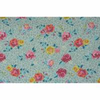 beiger Jersey mit Rosen und Leopardenmuster 50 cm x 150 cm