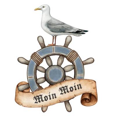 Wunderschönes Wandtattoo/Aufkleber Möwe/Steuerrad-Maritim-WOMO-Wetterfest-verschiedene Größen und Personalisierbar