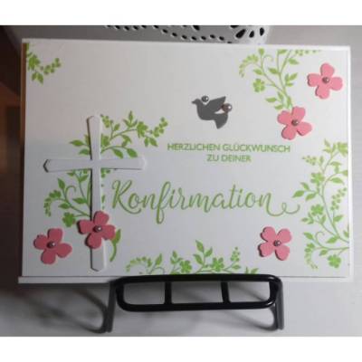 Glückwunschkarte zur Konfirmation mit Taube und Kreuz