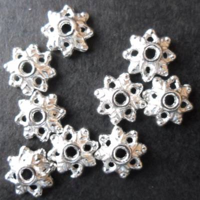 Perlkappe, Blüte, Silberfarben, glänzend, 9x3mm, 1 Käppchen