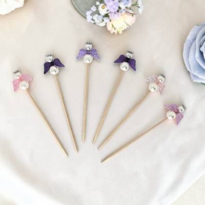Engel Topper & Picker – 6 Dekosticks für Taufe, Hochzeit, Konfirmation, Cupcakes & Blumenstecker