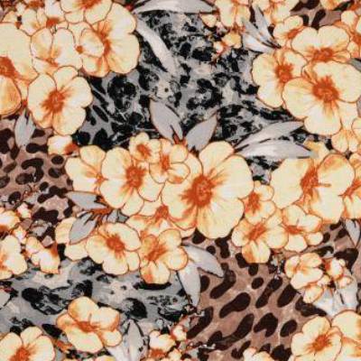 Viskosejersey Leo Print, Blumen braun Töne Oeko-Tex 100 (1m/10,-€)