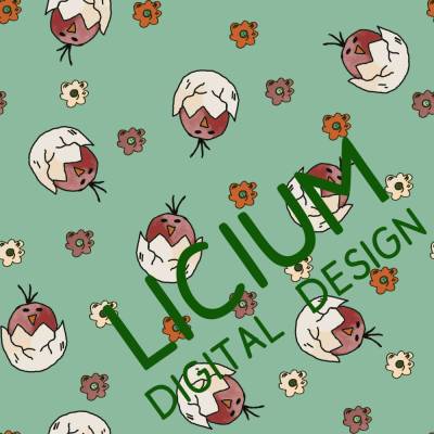 Endlosmuster für Stoffe - Patterndesign - Nahtlosmuster -digitale Datei -Küken aus dem Ei- Farbe  002  png