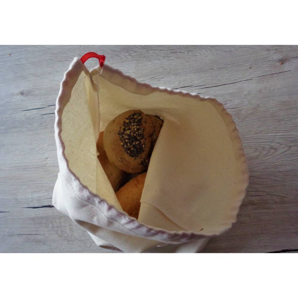 Stoff Brotbeutel Brötchenbeutel Blanco Natur mit Kordelzug vielseitig nutzbar Gebäcktasche Obstbeutel Wurstbeutel Bild 1
