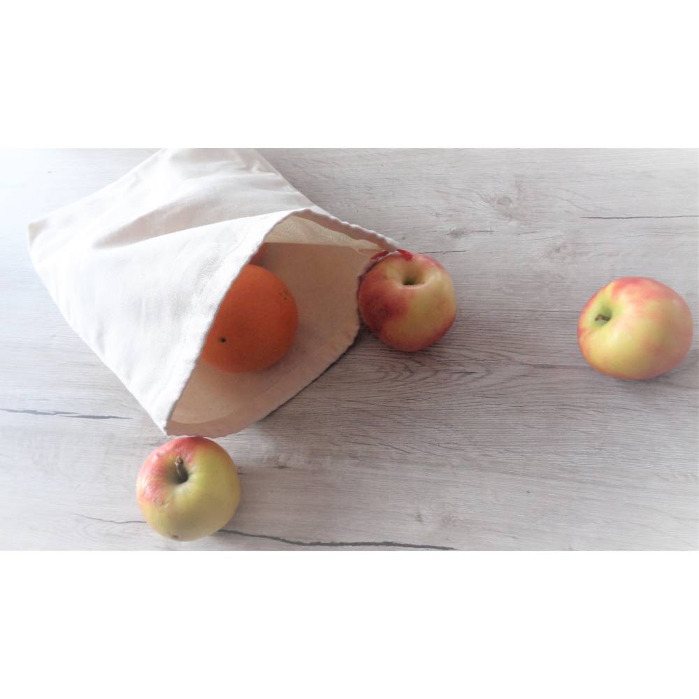 Stoff Brotbeutel Brötchenbeutel Blanco Natur mit Kordelzug vielseitig nutzbar Gebäcktasche Obstbeutel Wurstbeutel Bild 2