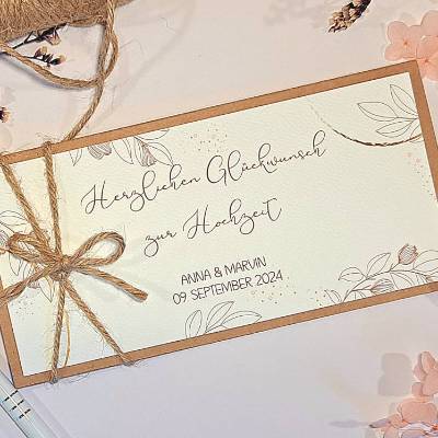 Personalisierte Hochzeitskarte als Geldgeschenk | Handgemachte Glückwunschkarte für das Brautpaar
