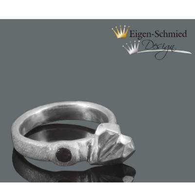 Goldschmiede Silberring, "jewel love", in 925 Sterling Silber, handgefertigt, Fingerring, massiv Silber