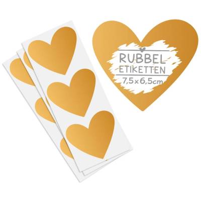 Rubbelaufkleber Herz gold Rubbeletikett zum Aufkleben