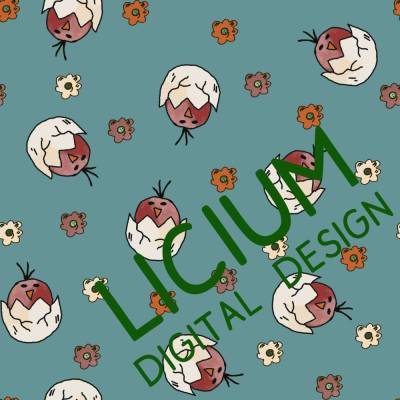 Endlosmuster für Stoffe - Patterndesign - Nahtlosmuster -digitale Datei -Küken aus dem Ei- Farbe  003  png