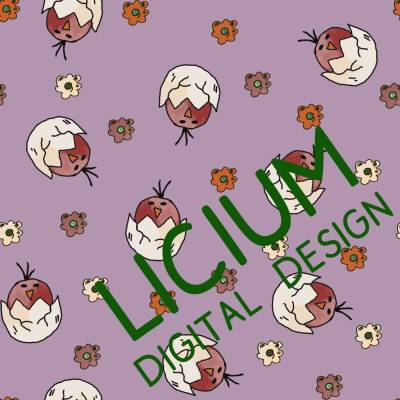 Endlosmuster für Stoffe - Patterndesign - Nahtlosmuster -digitale Datei -Küken aus dem Ei- Farbe  004  png