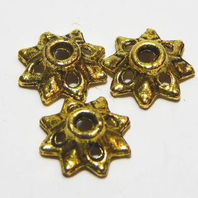 Perlkappe, Blüte, Goldfarben, 9x3mm, 1 Stück