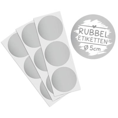 50 Rubbelaufkleber rund ⌀ 5cm silber Rubbeletikett zum Aufkleben Rubbelkarte selber machen