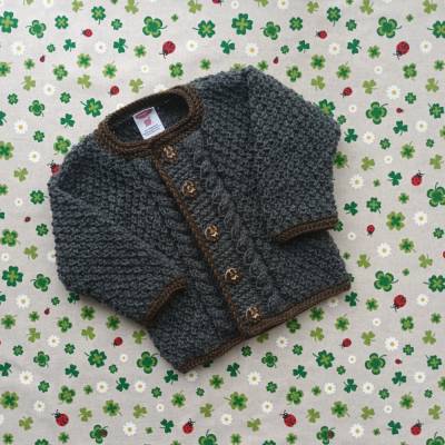Trachtenjacke für Junge Janker anthrazit braun Pullover Strickjacke Hochzeit Kindergeburtstag Taufe Taufkleidung