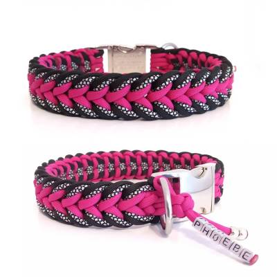 Hundehalsband geflochten aus Paracord mit Namensanhänger. Stabil,Langlebig! Auf Wunsch personalisiert mit Gravur. Dream