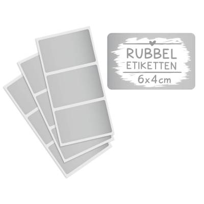 50 Rubbelaufkleber rechteckig 6x4 cm silber Rubbeletikett zum Aufkleben Rubbelkarte selber machen