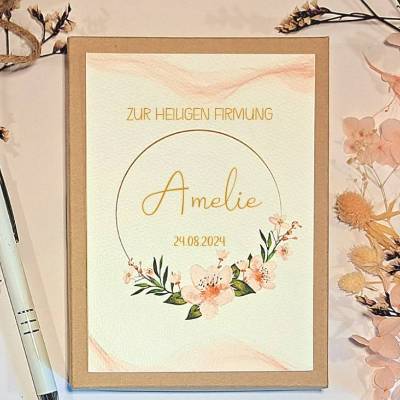 Personalisiertes Geldgeschenk zur Firmung für Mädchen – Geschenkbox mit Glückwunschkarte & Leinensäckchen