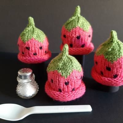 Eierwärmer Melone, gestrickt, 4 Stück