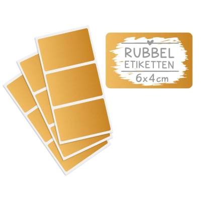 50 Rubbelaufkleber rechteckig 6x4 cm gold Rubbeletikett zum Aufkleben Rubbelkarte selber machen