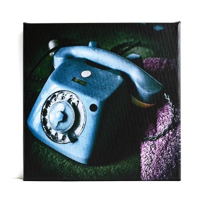 Leinwand Altes Wählscheibentelefon – Lost Place Vintage Wandbild 20×20 cm