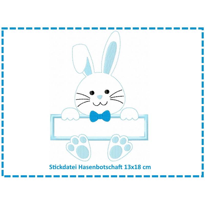 Stickdateien Hasenbotschaft Junge 13x18 Bild 1