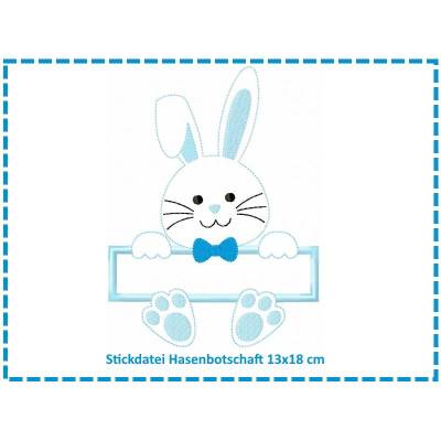Stickdateien Hasenbotschaft Junge 13x18