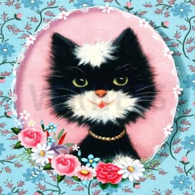Jersey Panel mit niedlicher Katze ca. 100 x 145 cm  Hippie Style Fiona Hewitt