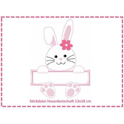 Stickdateien Hasenbotschaft Mädchen 13x18