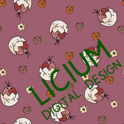Endlosmuster für Stoffe - Patterndesign - Nahtlosmuster -digitale Datei -Küken aus dem Ei- Farbe  005  png
