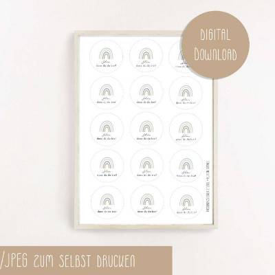 Anhänger Taufe | Regenbogen mit | Geschenkanhänger | neutrale Taufdeko oder Gastgeschenk | PDF zum selbst drucken