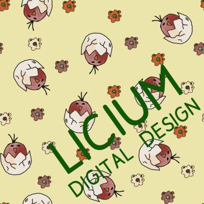 Endlosmuster für Stoffe - Patterndesign - Nahtlosmuster -digitale Datei -Küken aus dem Ei- Farbe  006  png