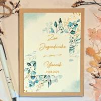 Personalisiertes Geldgeschenk Jugendweihe – Geschenkbox mit Karte & Leinensäckchen